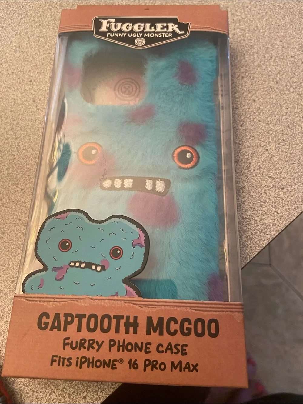 Gaptooth McGoo Furry Phone Case for iPhone 16 Pro Max - Blue with Purple Spots